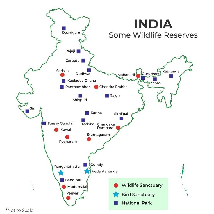 Wildlife Sanctuaries of India Map