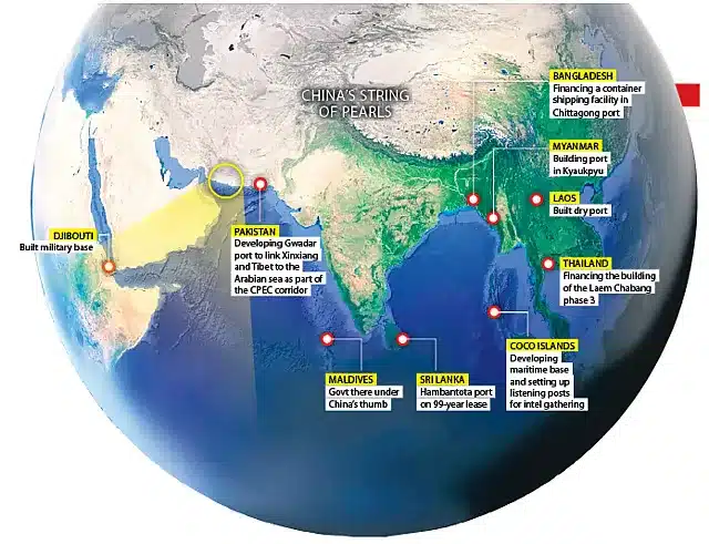 Locations in China’s String of Pearls Map