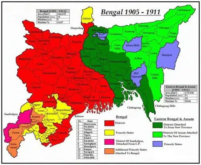 Partition of Bengal map