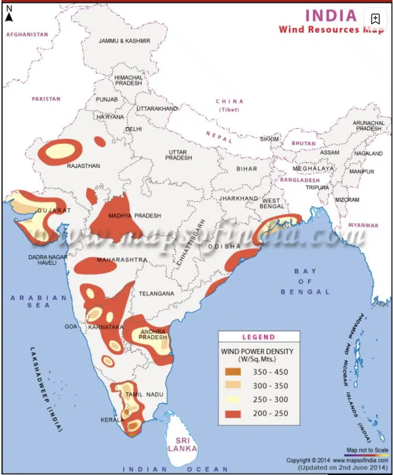 Wind Resource potential of various states